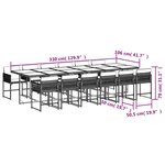 vidaXL Ensemble à manger de jardin 13 Pièces coussins noir résine tressée