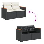 Set de canapé de jardin 8 pièces avec coussins Noir Poly Rotin Acacia