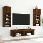 vidaXL Meuble TV avec lumières LED chêne marron 60x30x30 cm