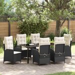 vidaXL Ensemble de salle à manger pour jardin 7 Pièces Noir polyrotin