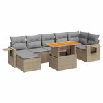 vidaXL Salon de jardin avec coussins 8 Pièces beige résine tressée