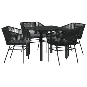 vidaXL Ensemble de Salle à Manger de Jardin 5 Pièces avec Coussins en Poly Rattan Noir