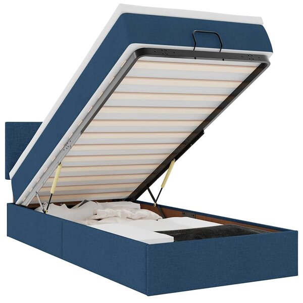 vidaXL Lit ottoman avec matelas et LED Bleu 100x200 cm Tissu