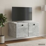 vidaXL Meuble TV mural 59 5 x 41 x 30 cm Gris béton Bois d'ingénierie