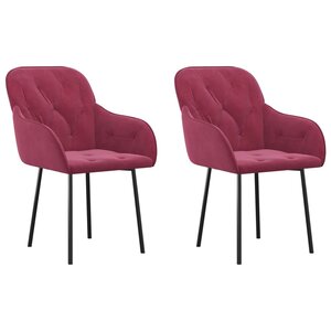 vidaXL Chaises à manger lot de 2 Rouge bordeaux Velours