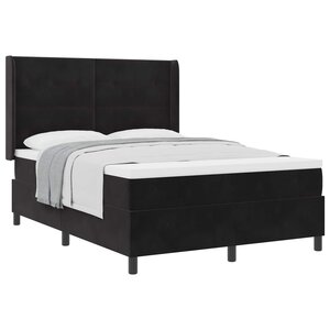 vidaXL Lit à ressorts avec matelas Noir 160 x 200 cm Velours