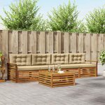 vidaXL Ensemble de canapés d'extérieur 5 Pièces Naturel et Beige
