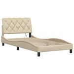 vidaXL Cadre de lit avec LED sans matelas crème 100x200 cm tissu