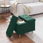 vidaXL Pouf de rangement Vert foncé 60 x 60 x 45 cm Velours