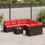 vidaXL Ensemble de canapé de jardin 9 Pièces Beige et Rouge polyrotin