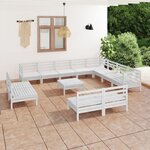 vidaXL Salon de jardin 13 Pièces Bois de pin massif Blanc