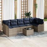 vidaXL Ensemble de Canapés avec coussin 8 Pièces Gris polyrotin