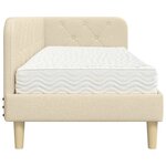 vidaXL Cadre de lit d'angle avec matelas Crème 80 x 200 cm tissu