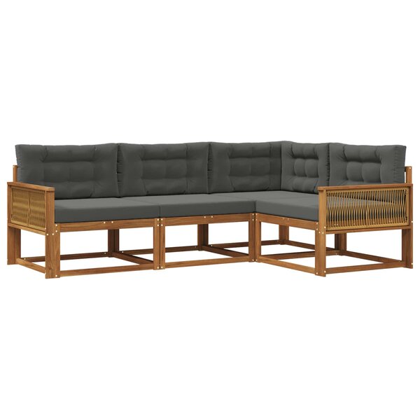 vidaXL Ensemble de canapés d'extérieur 4 pc Naturel et Anthracite