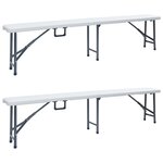 vidaXL Bancs de jardin pliables lot de 2 180 cm PEHD Blanc