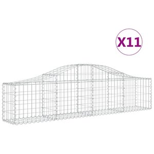 vidaXL Paniers à gabions arqués 11 Pièces 200x30x40/60 cm Fer galvanisé