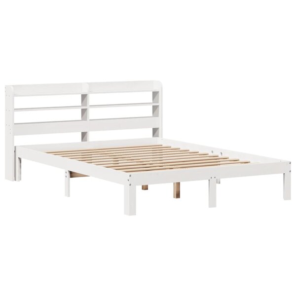 vidaXL Cadre de lit avec tête de lit blanc 135x190 cm bois pin massif