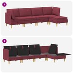 vidaXL Canapé modulaire avec rangement 5 Pièces Bordeaux Tissu