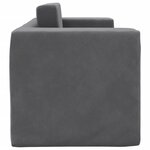 vidaXL Canapé-lit pour enfants 2 places anthracite peluche douce