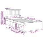 vidaXL Cadre de lit Gris Sonoma 75 x 190 cm Pin massif