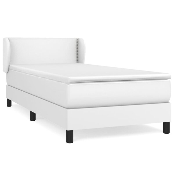 vidaXL Sommier à lattes de lit avec matelas Blanc 90x190 cm Similicuir