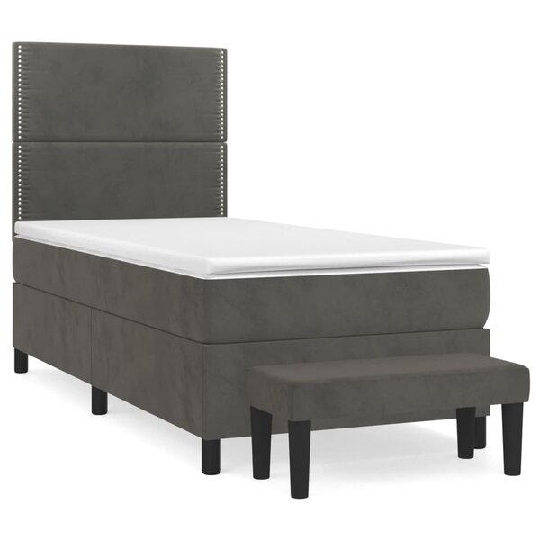 vidaXL Sommier à lattes de lit et matelas Gris foncé 90x190 cm Velours