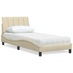 vidaXL Lit avec matelas crème 90x200 cm tissu