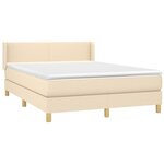 vidaXL Sommier à lattes de lit avec matelas Crème 140x200 cm Tissu