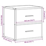 vidaXL Table de chevet murale noir 40x31x39 5 cm