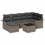 vidaXL Ensemble de canapé de jardin avec coussin 7 Pièces Gris Poly rotin