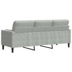 vidaXL Canapé 3 places avec oreillers gris clair 180 cm velours