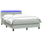 vidaXL Sommier à lattes de lit et matelas et LED gris clair 160x220cm velours
