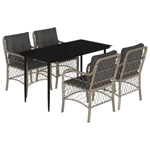 vidaXL Ensemble à manger de jardin et coussins 5 Pièces gris clair rotin