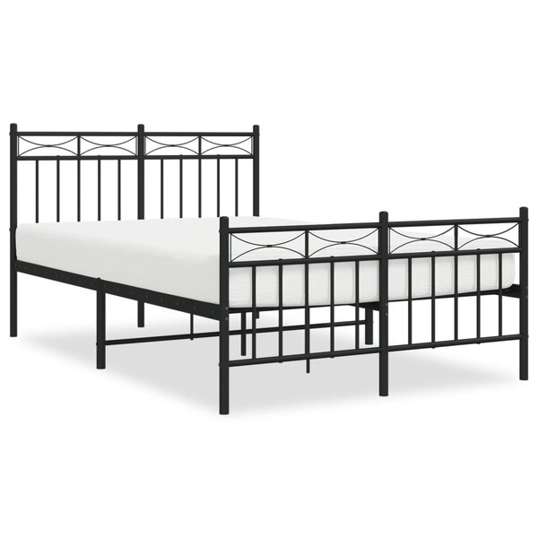 vidaXL Cadre de lit métal sans matelas avec pied de lit noir 120x200cm