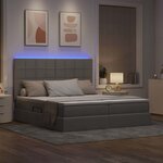 vidaXL Lit de rangement LED avec matelas Taupe 180 x 200 cm Tissu