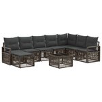 vidaXL Ensemble de canapé de jardin 9 Pièces Gris polyrotin