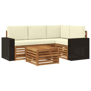 vidaXL Ensemble de canapés d'extérieur 5 pc Naturel et Crème Polyester