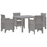 vidaXL Ensemble de salle à manger de jardin 5 pièces avec coussins en polyrotin gris clair