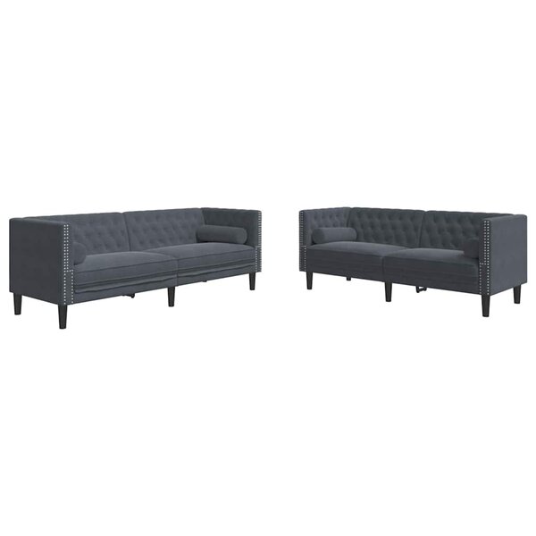 vidaXL Canapé de salon 2 Pièces Gris foncé 194 x 74 5 x 70 5 cm Velours