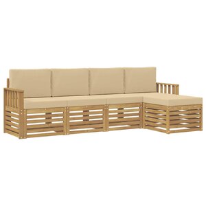 vidaXL Ensemble de canapés d'extérieur 5 pc Blanc et Beige Polyester