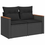 vidaXL Salon de jardin 7 Pièces avec coussins noir résine tressée