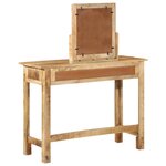 vidaXL Table de coiffeuse avec miroir en bois massif de manguier brut
