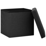 vidaXL Tabouret de rangement pliable Noir Faux lin