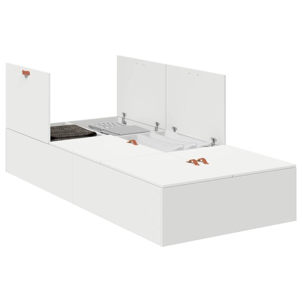 vidaXL Cadre de lit avec rangement Blanc 90 x 200 cm Bois d'ingénierie