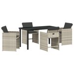 vidaXL Ensemble de salle à manger de jardin 5 pièces avec coussins gris clair en rattan synthétique