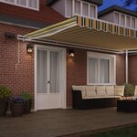 vidaXL Auvent Rétractable Vert et jaune 500 × 300 cm Tissu et acier
