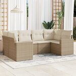 vidaXL Salon de jardin avec coussins 6 Pièces beige résine tressée