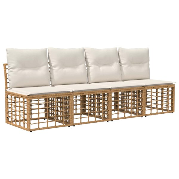 vidaXL Canapé de jardin 4 places sans accoudoir 4 pc