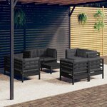 vidaXL Salon de jardin 9 Pièces avec coussins anthracite bois de pin