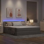 vidaXL Lit de rangement LED avec matelas Taupe 180 x 200 cm Tissu